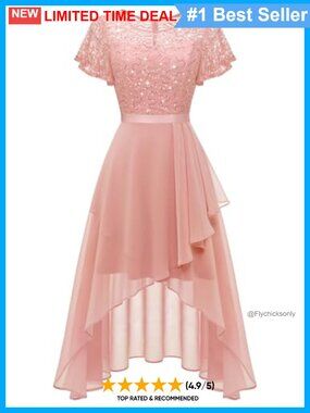 Sequin Lace High Low A-Line Formal Bridesmaid Homecoming Dress